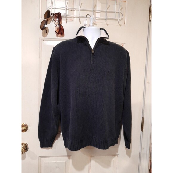 Mens Sweater, Nautica,  XL Navy Blue Long Sleeve 1/4 Zip Pullover - Picture 1 of 6
